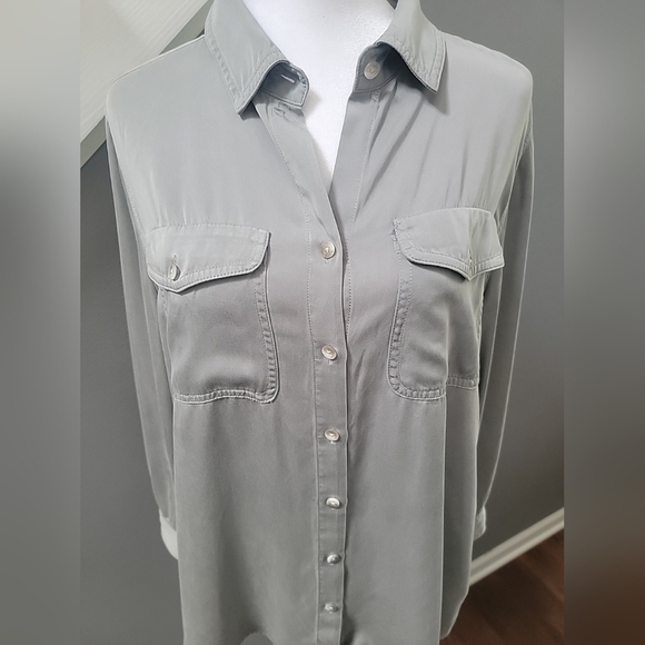 Chico Button Up City Prep Light Academia Classic Shirt Moss Sz 3 (12-14) Modal - Picture 2 of 6